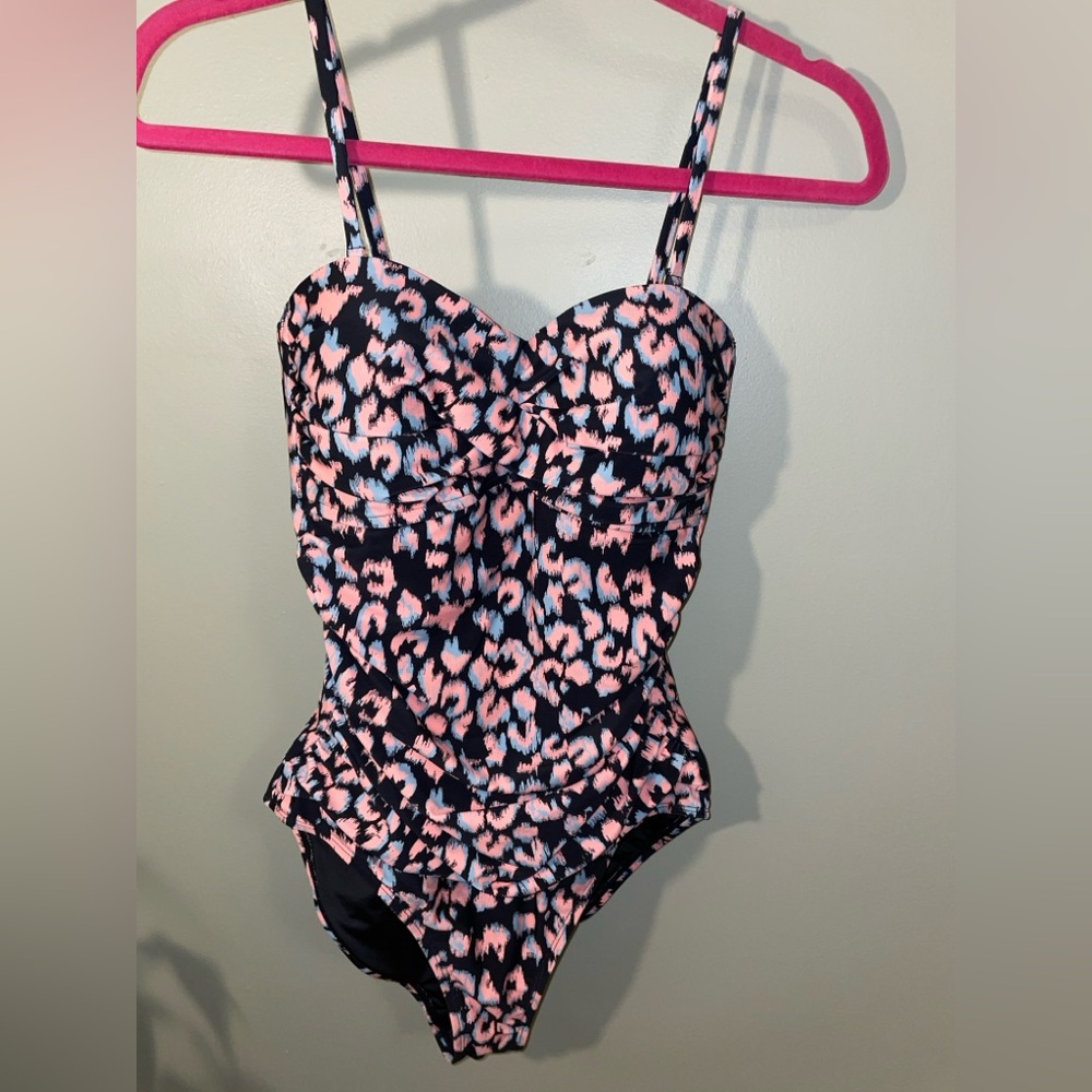 NWT Relleciga Pink and Blue Animal Print Swimsuit OnePiece M